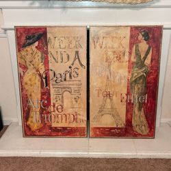 Ser Of 2 XL Paris fashion Pictures 36” X 20”