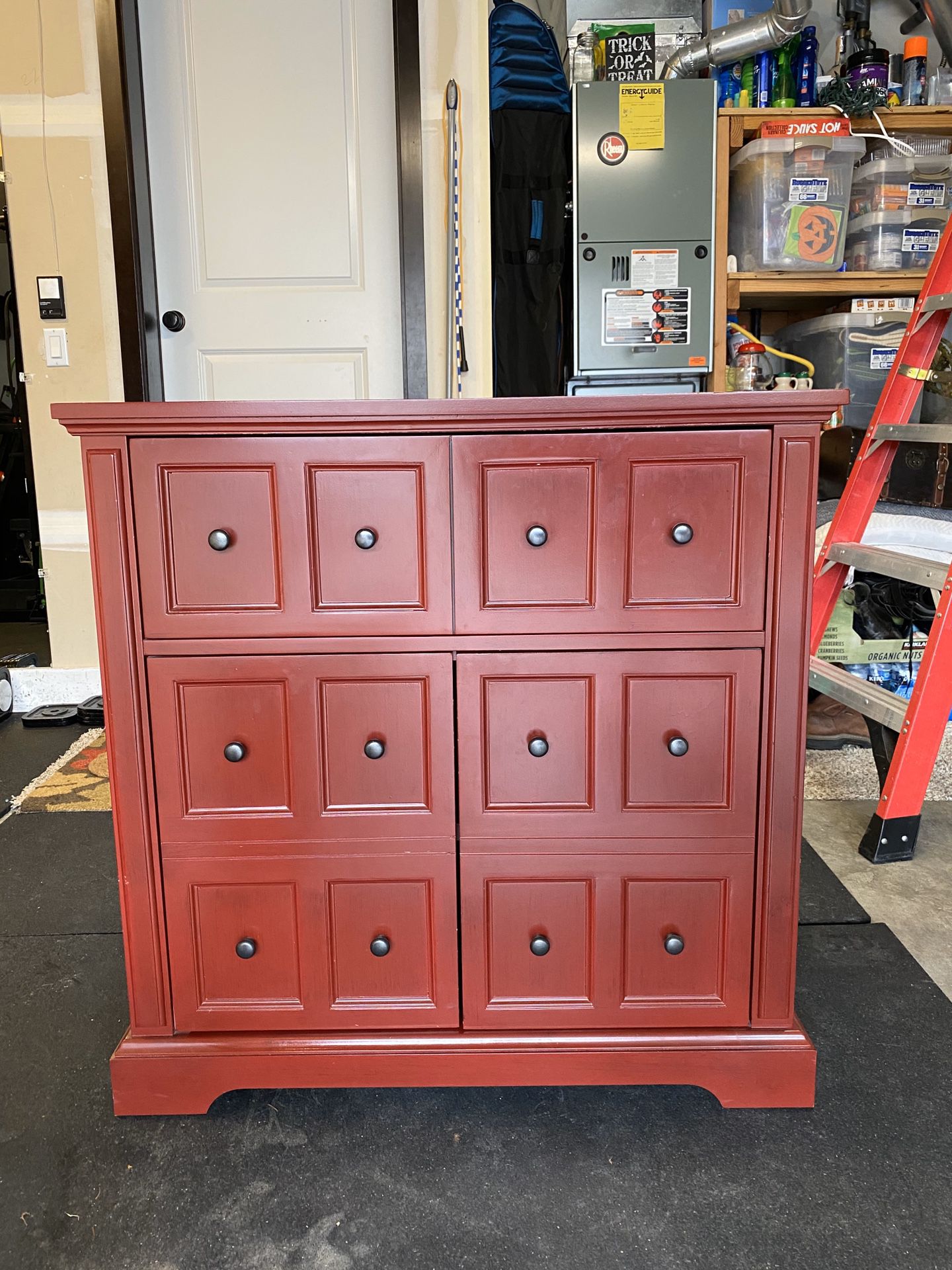 36x36 red cabinet