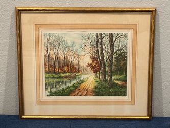 c1930s Etching "Canal In Loing, France" by Philippe (Paris Etching Society)