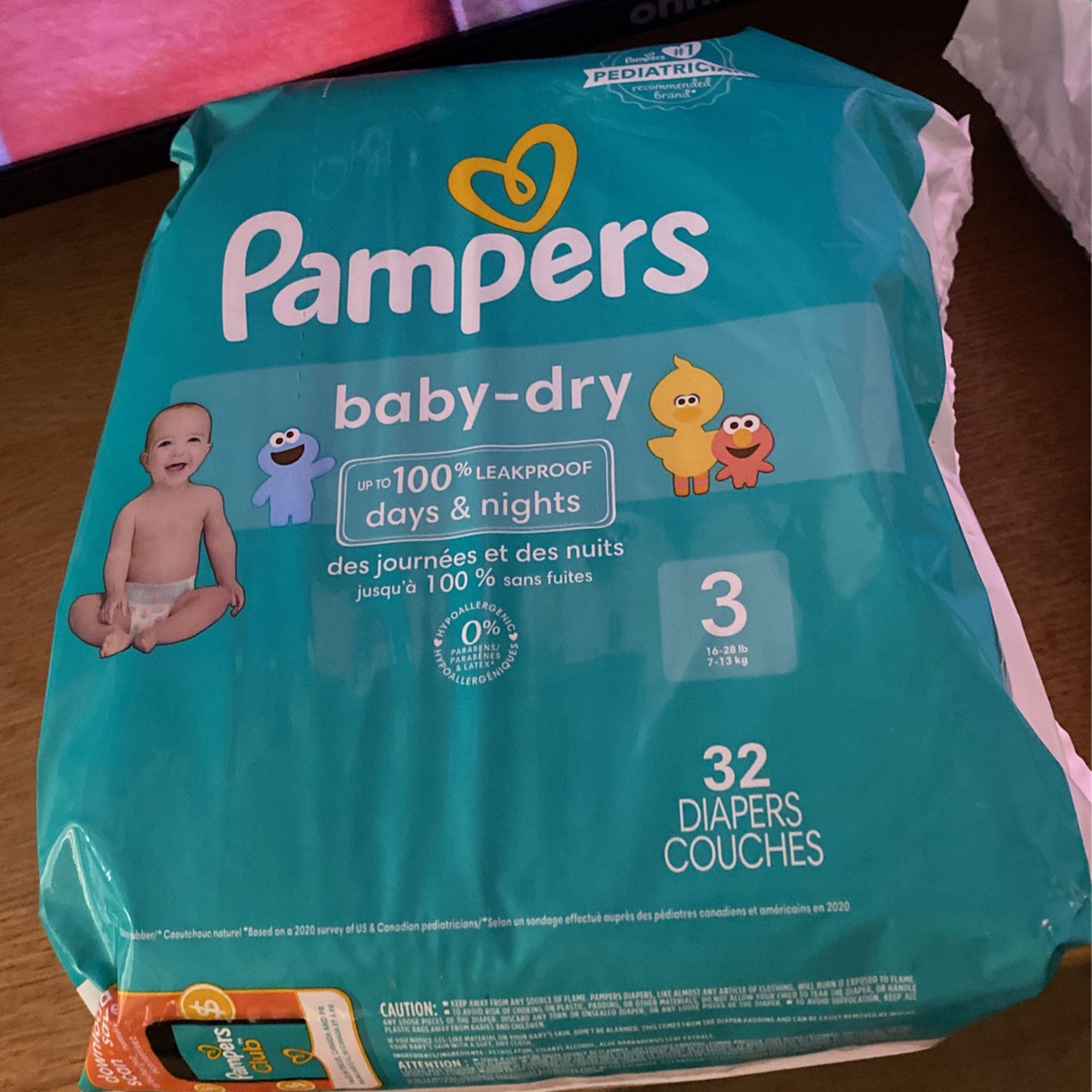 pampered dry up size 3 and honest wipe 