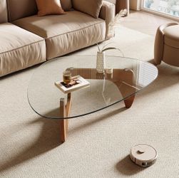 Noguchi styled Coffee Table with Wood Base