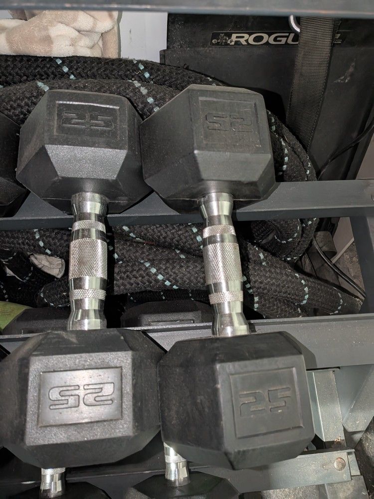 Rubber Hex Dumbbells 