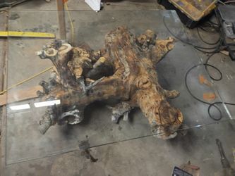Hand Made Wood Base Glass Coffee Table
