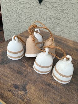 Handmade Ceramic Bell Wind Chimes - Set of 6