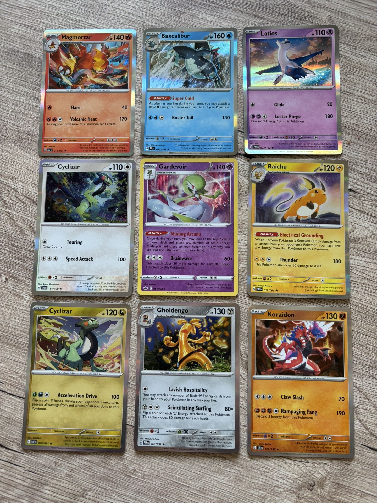600 Pokémon Cards (Koraidon,Latios,Raichu, Holos etc)