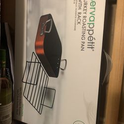 Red Roasting Pan And Rack 20lb Turkey 