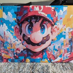 Medium - Wall art Gallery Wrapped Mario Canvas 17.5 in x 25.5 in (1.5 ft x 2 ft)
