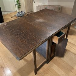 Antique Farmhouse Drop Leaf Table W/Storage