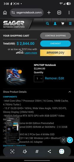 Sager NP675OP Gaming Laptop- BNIB