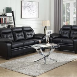 Black Sofa and Loveseat Set Brand New