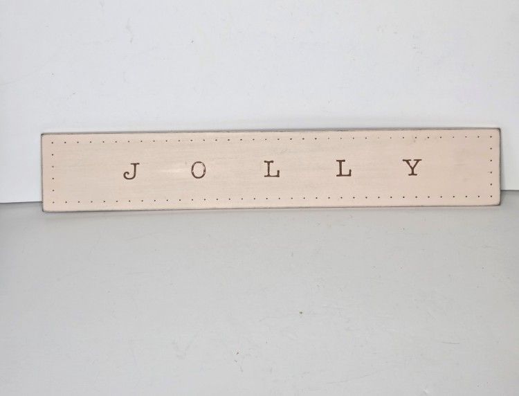 Pink And Gold Long Rectangular Wooden Christmas Wall Sign Decor "Jolly"