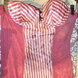 Women's pink pinstripe lingerie