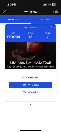NBA youngboy Floor ticket *LA SHOW*