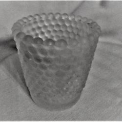 

Frosted light blue hobnail glass votive candle cup toothpick holder 

