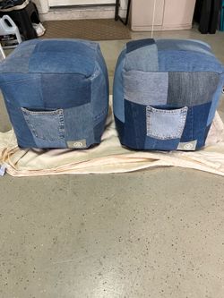 2 Denim Footstools