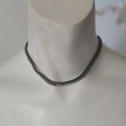 Swarovski Vintage Crystal Choker Necklace Black Rhinestone Swan Signed 13"