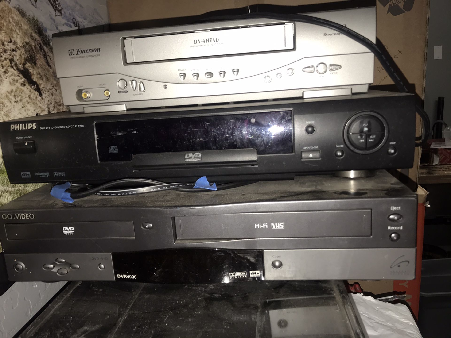 VHS player, DVD player and combo