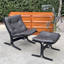 Mid Century Modern Vintage Westnofa Siesta Lounge Ottoman Chair Set