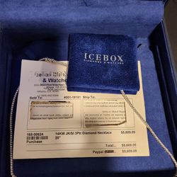 Icebox 14k W Gold 3c Diamond Chain With 1.5 C Charm.