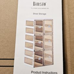 Shoe Rack Closet Organizer and Storage, Sturdy Plastic Shelf, Clear Brown Doors, 6 Tiers