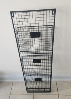 Designstyles Three Tier Wall File Holder – Durable Pewter Metal