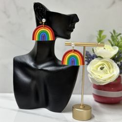 Clay Handmade Rainbow Earrings