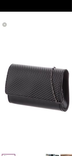 Neiman Marcus Women's Black Faux Leather Magnetic Clutch Bag