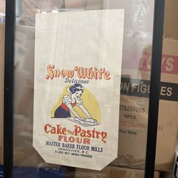 Vintage Antique Snow White Flour Bag in Clear Glass Black Frame