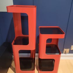 Modern Retro Side Accent Table Open Design w/ Storage Shelves By Elite Modern