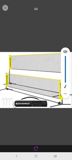 SONGMICS Badminton Net, Height Adjustable Volleyball Net, Pickleball Net for Junior Tennis, Kids, Indoor Outdoor Court, Foldable Nylon Net with Poles