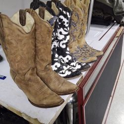 WOMAN'S. ALL. CORAL BOOTS. SZ. 8.5 HIGH DOLLAR BOOTS ALL 3 PAIRS    ONLY 200 BUCKS