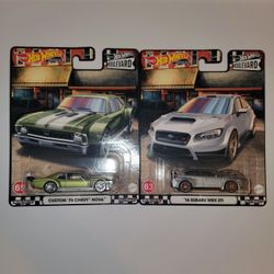 Hot Wheels-' Custom '70 Chevy Nova/ 16 Subaru Wrx Sti 