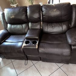 Leather recliner couch