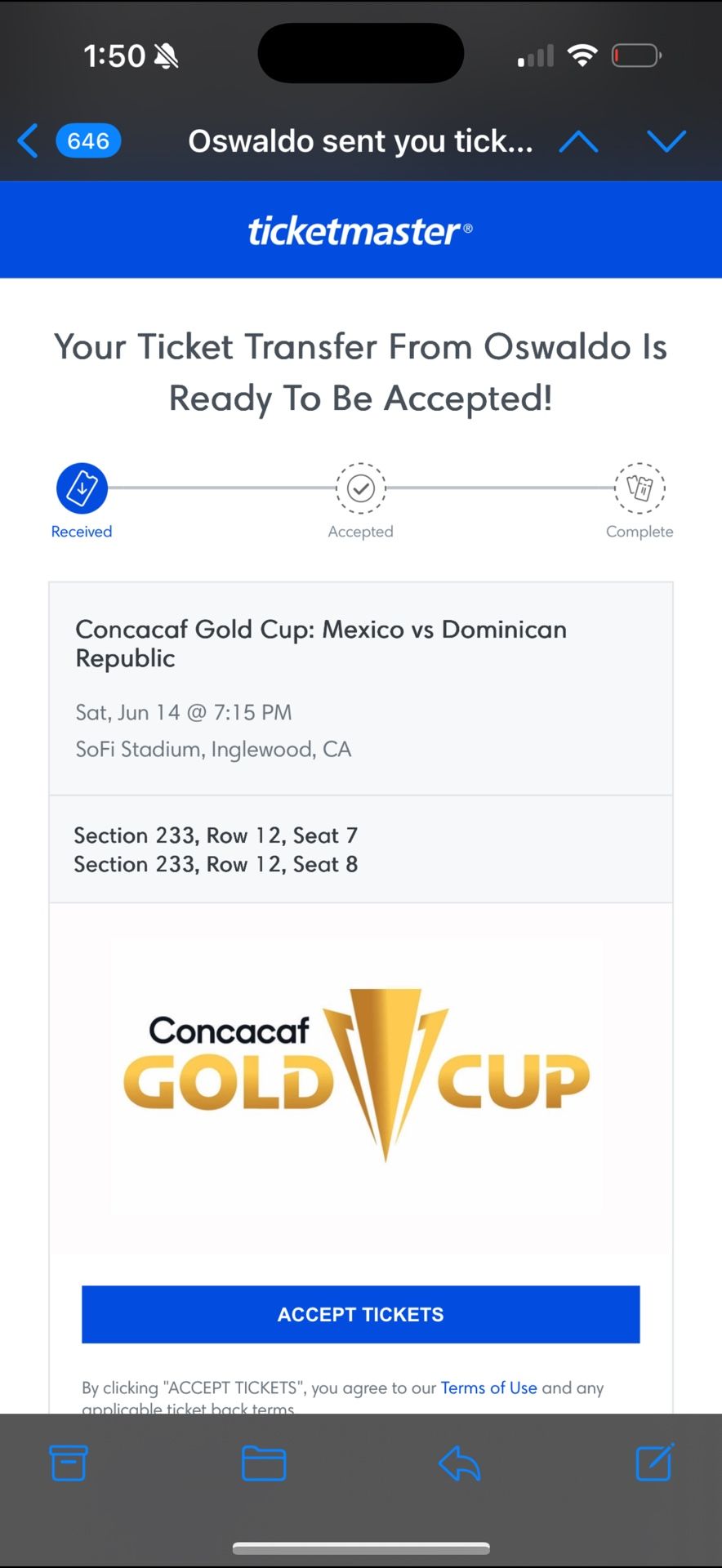 GOLD CUP MEXICO VS DOMNICAN REPUBLIC TICKETS