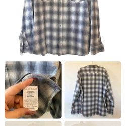 Men’s Wrangler Long Sleeve Plaid Button Down Shirt Size 3XL Gray