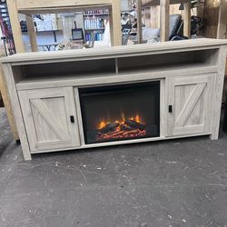 New farmhouse tv stand electric fireplace remote control