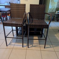 Rattan Wicher  Bar Stools 