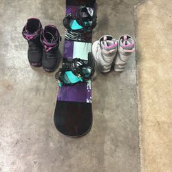 Ride Snowboard 143cm With Bindings And Boa Boots Size 7,8,9