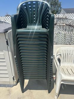 Green plastic chairs