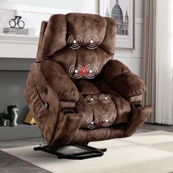 Home Power Lift Recliner,Elderly Lift Chair with Heat Therapy and Massage Function,Remote Control,Side Pocket Cup Holders,Living Room, Brown