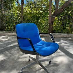 Vintage Mid Century Modern 1970s Royal Blue Steelcase 451 Rolling Desk Arm Chair