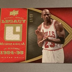 Michael Jordan 2008-09 Upper Deck Legacy /23 RARE game used jersey card.