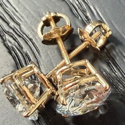 Aretes 3 Ct Oro 14k Lab 