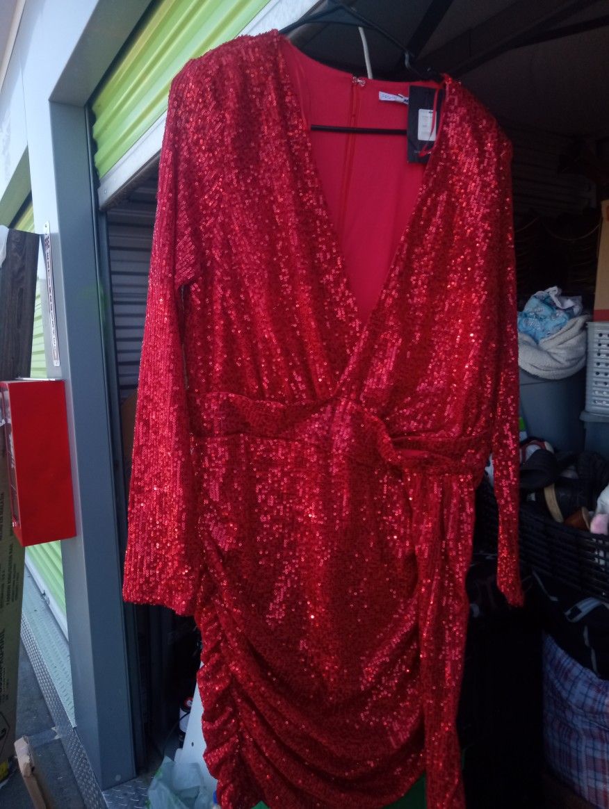 Fashion Nova Red Sequins Dress Size 1x