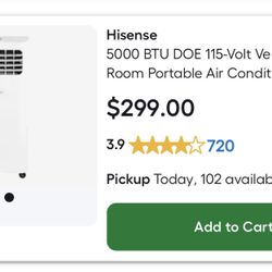  Hisense small room portable AC 5000 btu 115-volt