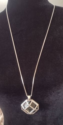 Long Black Gem fashion necklace