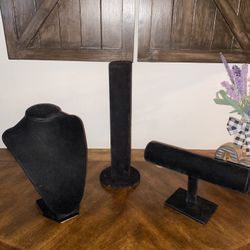 Lot Of 3 Velvet Jewelry Holders