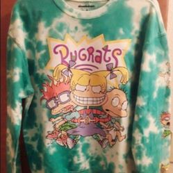 New Nickelodeon Rugrats Teal Tie Dye Colored Sweatshirt 