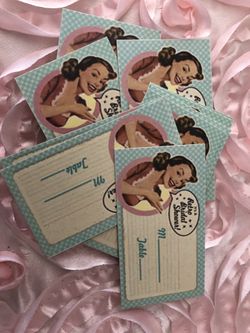 Vintage style bridal shower name cards-