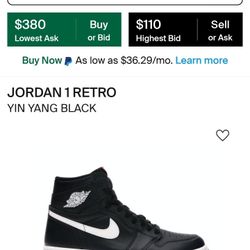 Jordan 1 Retro YIN YANG BLACK NEW